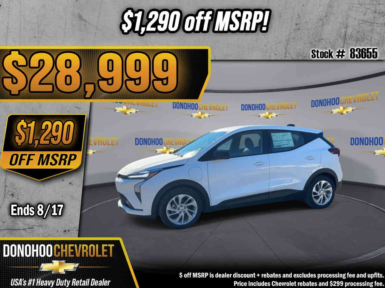 2027 Chevrolet Bolt LT in Summit White — front three-quarter view