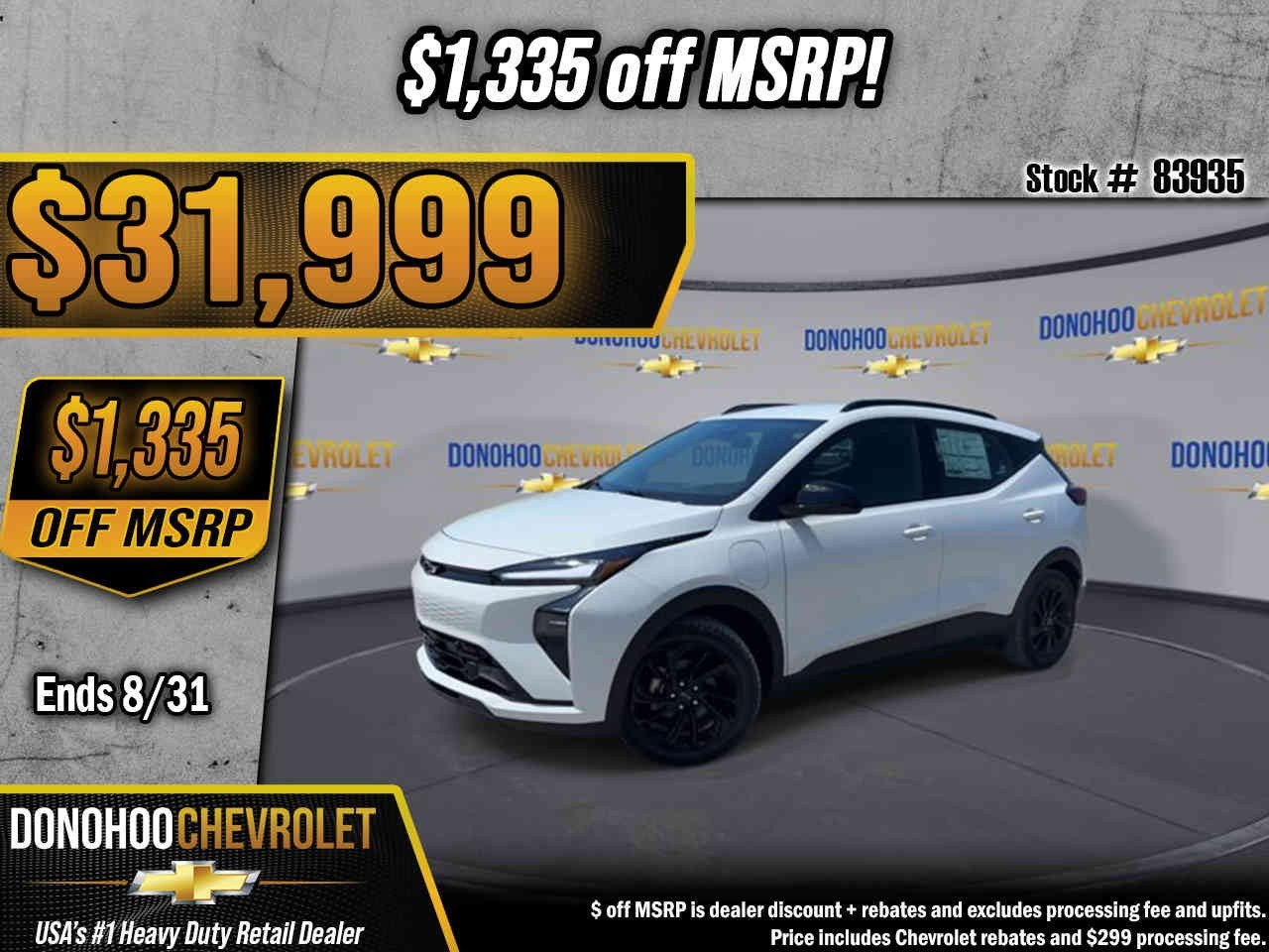 2027 Chevrolet Bolt RS in Summit White — front three-quarter view