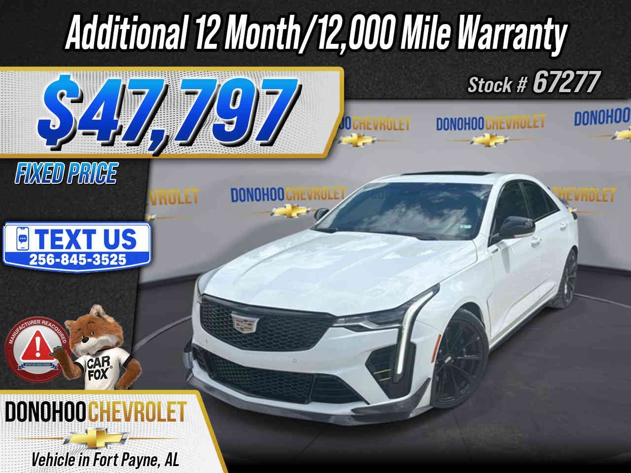2022 Cadillac CT4-V V-Series Blackwing in Summit White — front three-quarter view