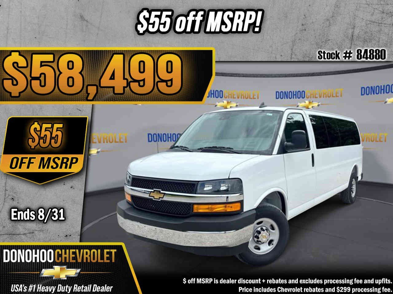 2026 Chevrolet Express Passenger 1LT in Summit White — front three-quarter view