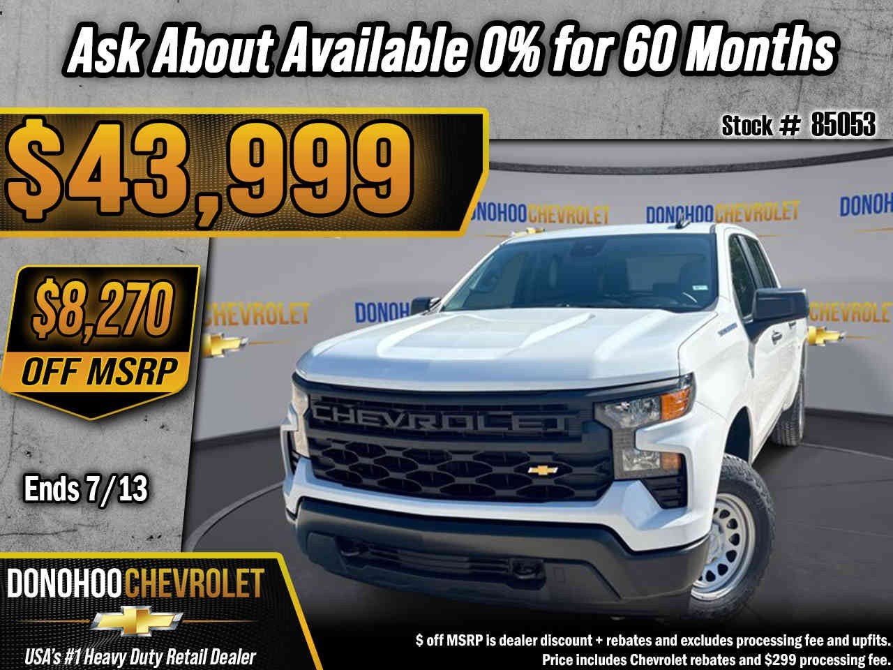 2026 Chevrolet Silverado 1500 WT in Summit White — front three-quarter view