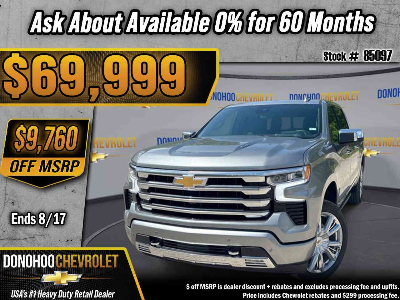 2026 Chevrolet Silverado 1500 High Country in Sterling Gray Metallic — front three-quarter view