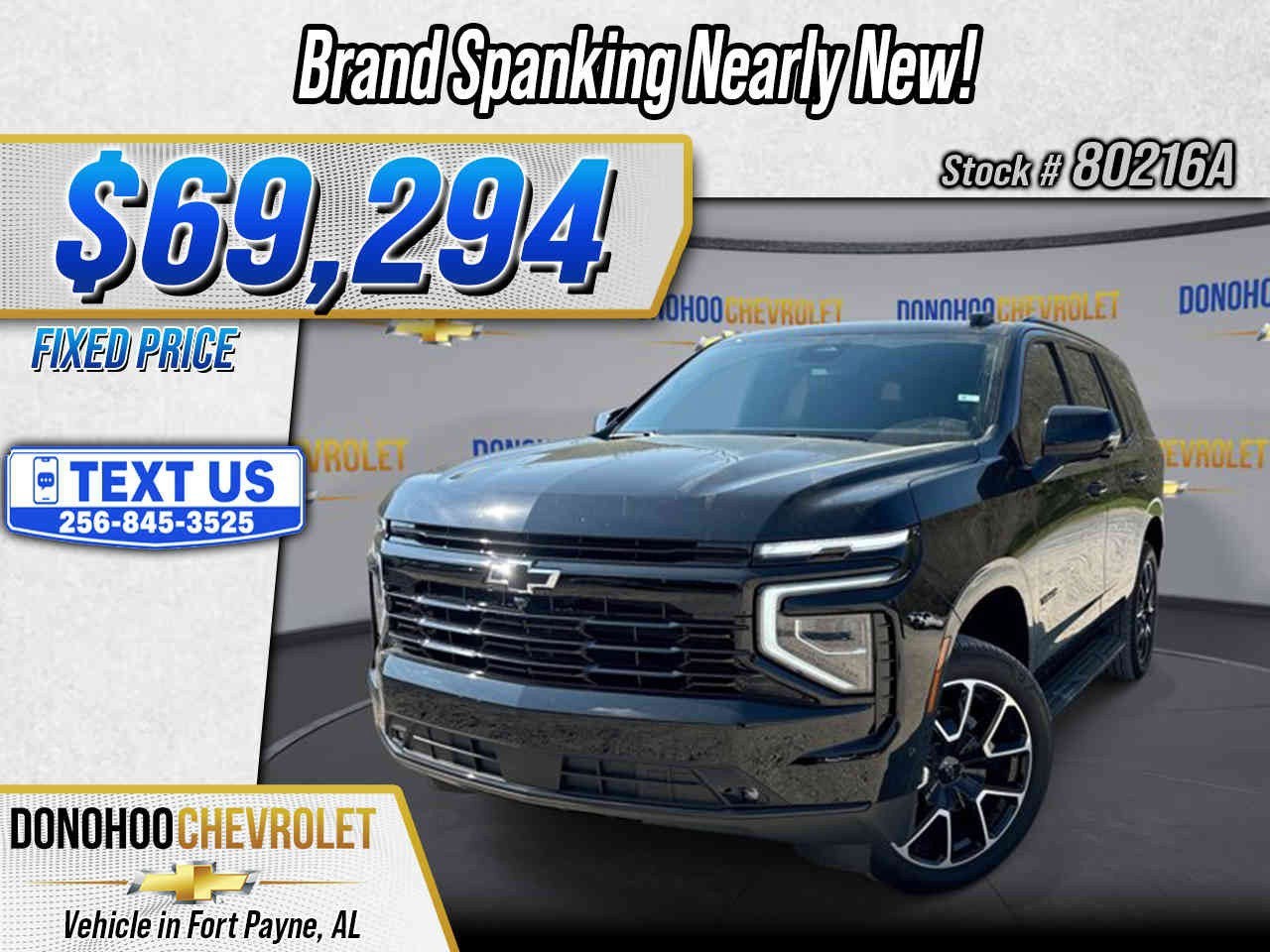 2026 Chevrolet Tahoe RST in Black — front three-quarter view