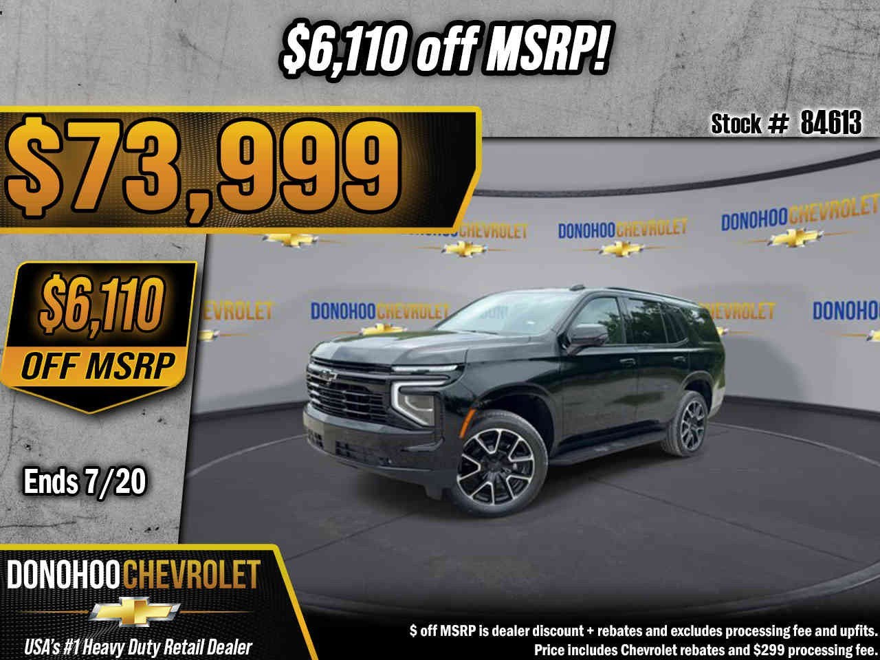 2026 Chevrolet Tahoe RST in Black — front three-quarter view