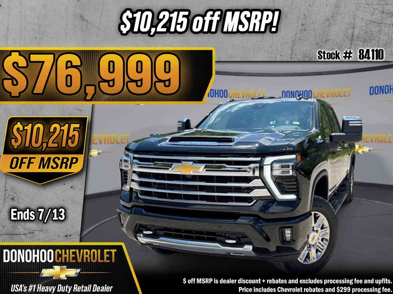 2026 Chevrolet Silverado 2500 HD High Country in Black — front three-quarter view