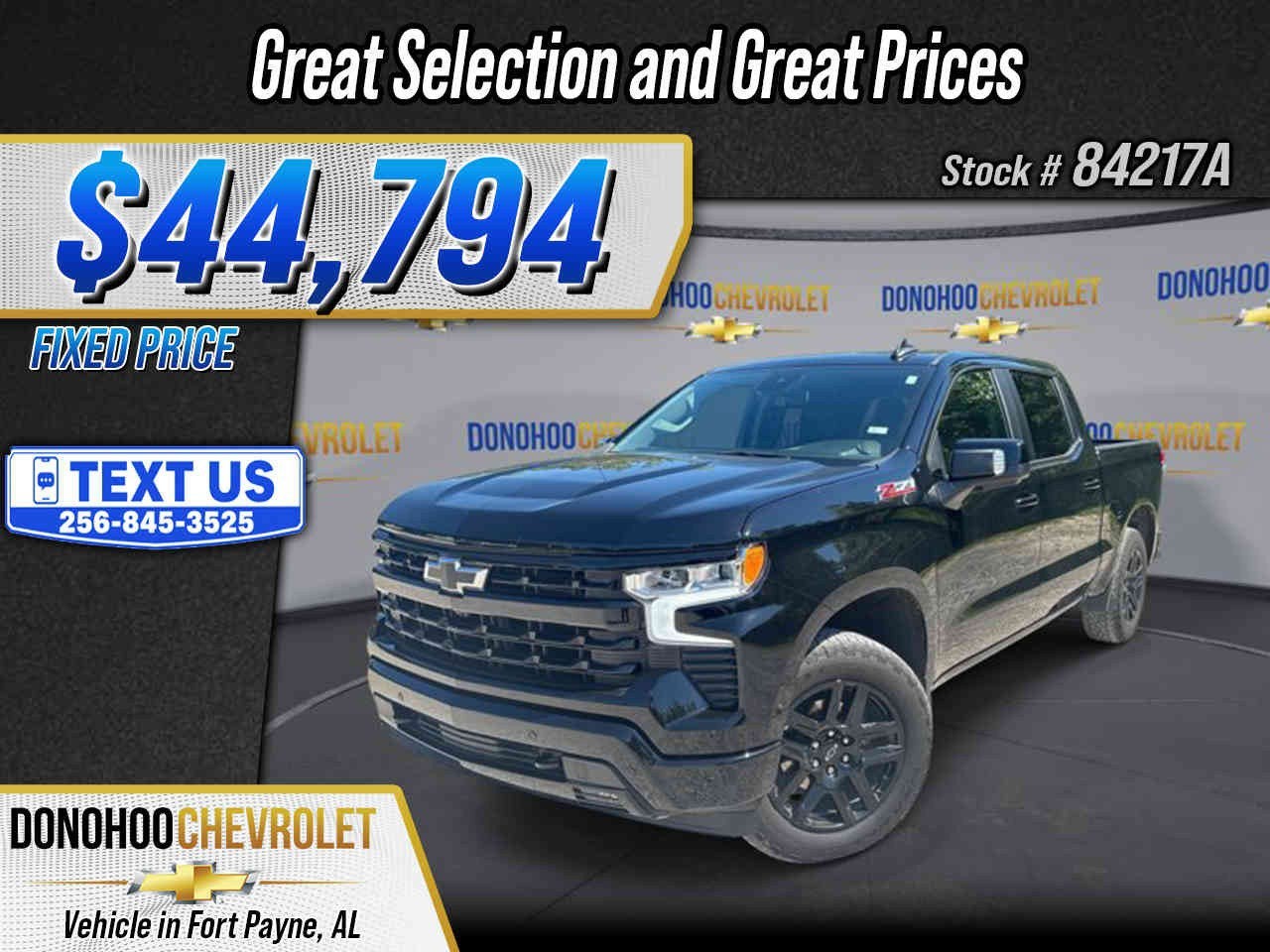 2025 Chevrolet Silverado 1500 RST in Black — front three-quarter view
