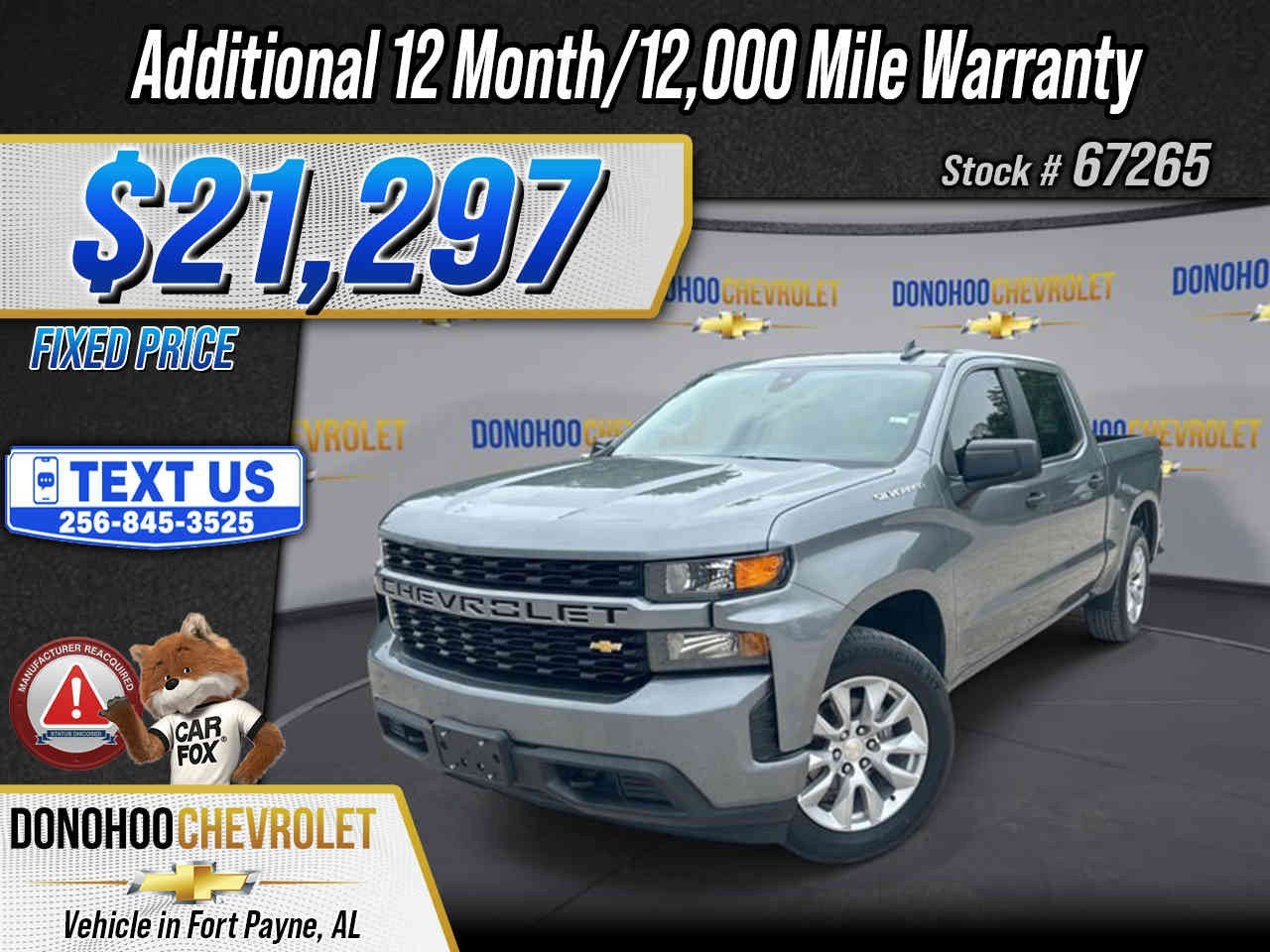 2021 Chevrolet Silverado 1500 Custom in Satin Steel Metallic — front three-quarter view