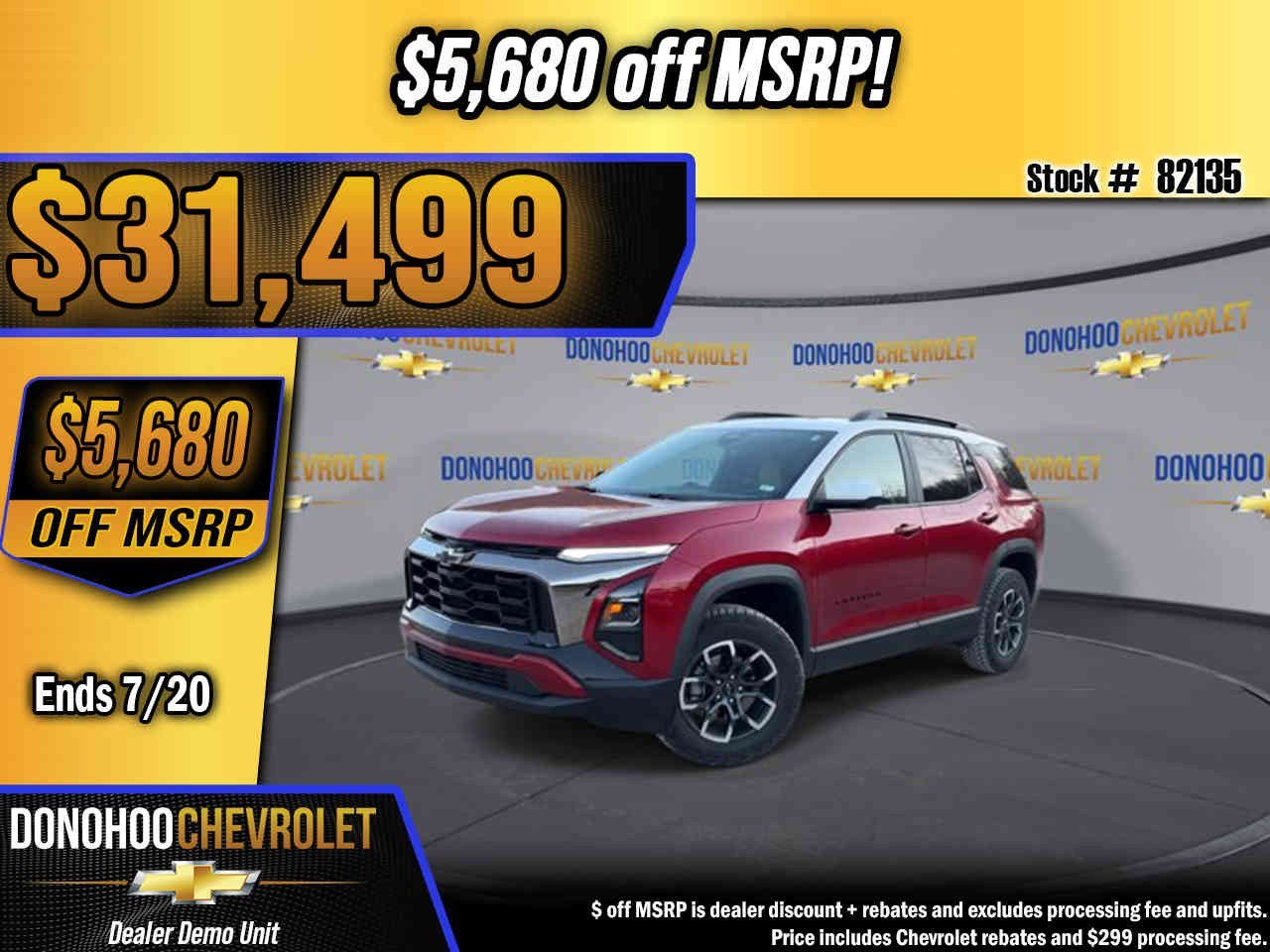 2026 Chevrolet Equinox ACTIV in Radiant Red Tintcoat — front three-quarter view