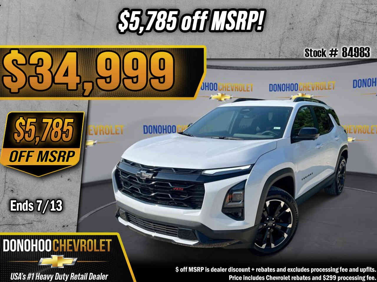 2026 Chevrolet Equinox RS in Polar White Tricoat — front three-quarter view
