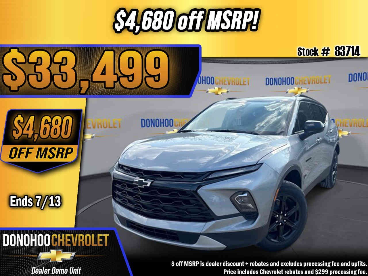 2026 Chevrolet Blazer 2LT in Sterling Gray Metallic — front three-quarter view