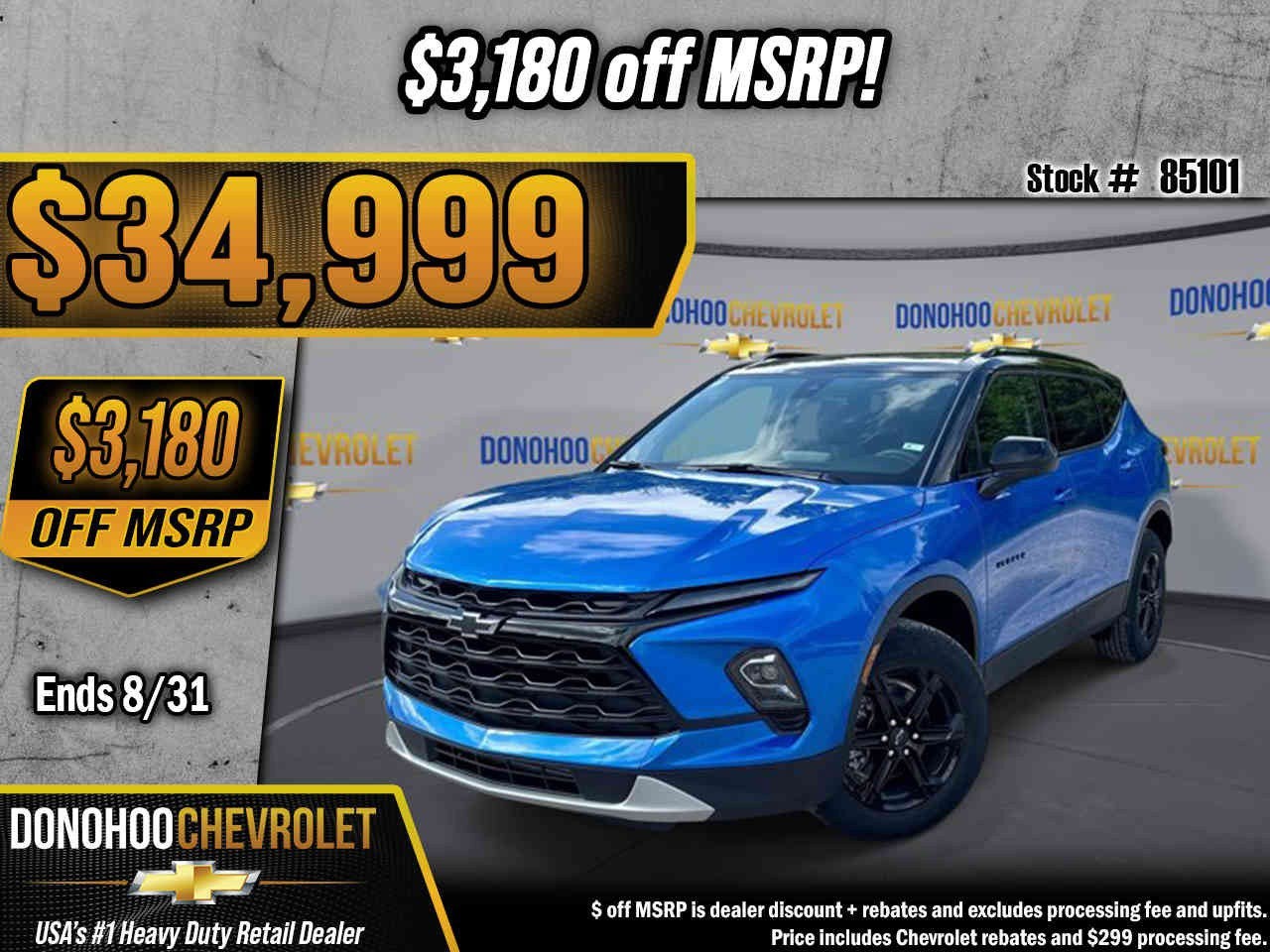 2026 Chevrolet Blazer 2LT in Riptide Blue Metallic — front three-quarter view
