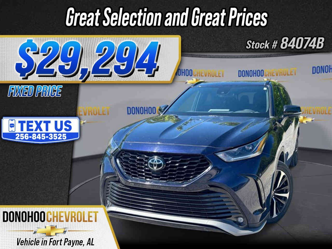 2022 Toyota Highlander XSE in Blue — front three-quarter view