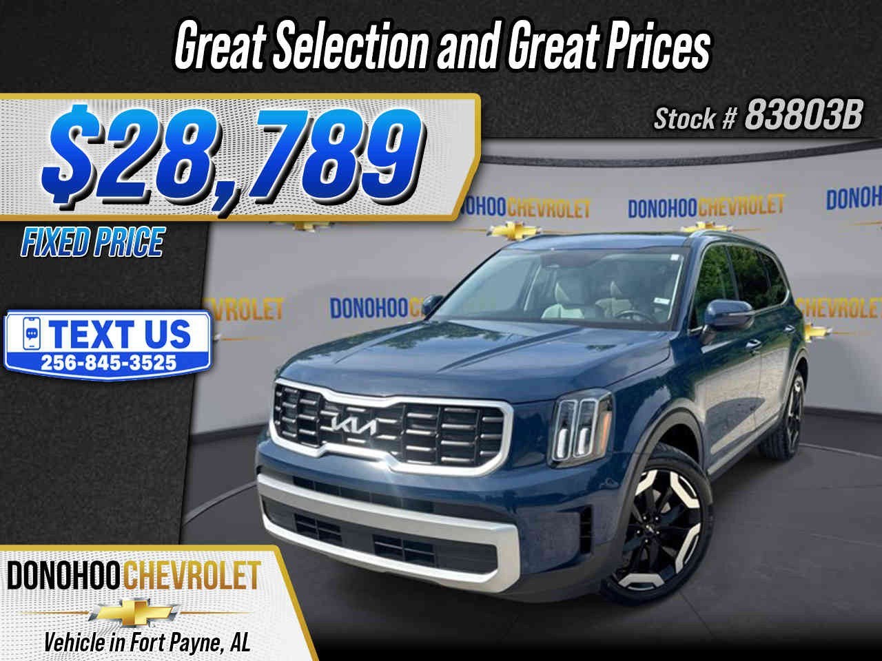2023 Kia Telluride S in Blue — front three-quarter view