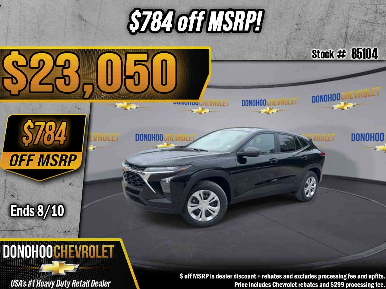 2026 Chevrolet Trax LS in Mosaic Black Metallic — front three-quarter view