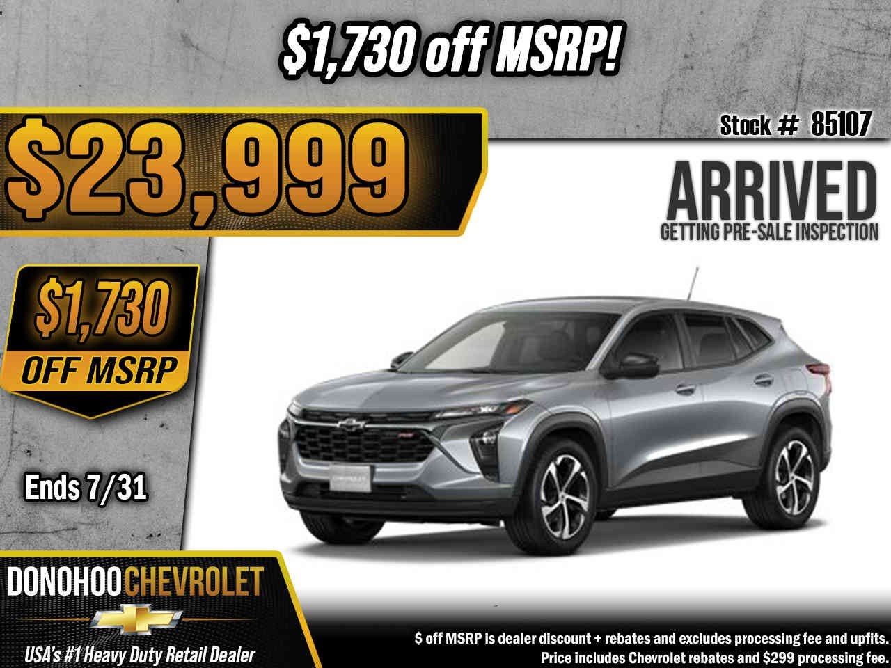 2026 Chevrolet Trax 1RS in Sterling Gray Metallic — front three-quarter view