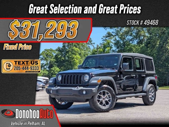 2024 Jeep Wrangler Sport S in Black Clearcoat — front three-quarter view