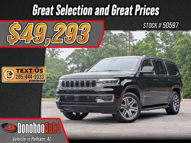 2025 Jeep Wagoneer 4x4 in Diamond Black Crystal Pearlcoat — front three-quarter view