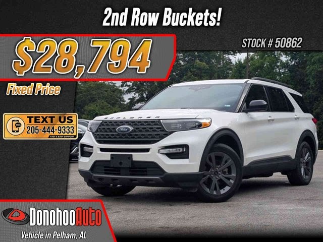 2022 Ford Explorer XLT in Oxford White — front three-quarter view