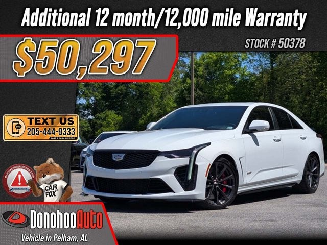 2023 Cadillac CT4-V Blackwing in Summit White — front three-quarter view
