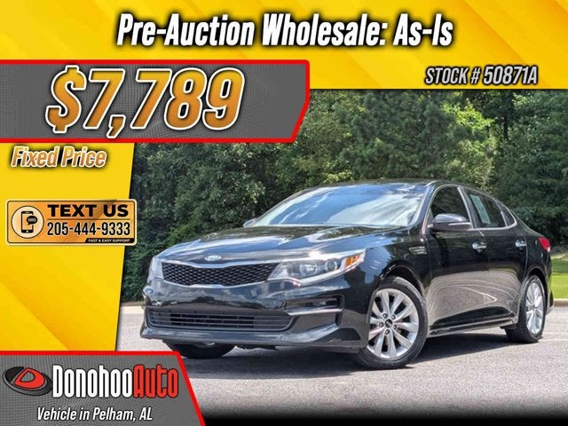 2018 Kia Optima LX in Ebony Black — front three-quarter view