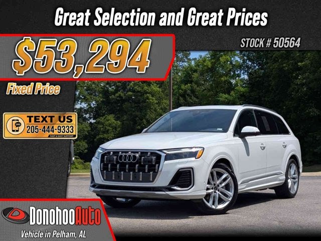 2025 Audi Q7 Premium Plus in Glacier White Metallic — front three-quarter view