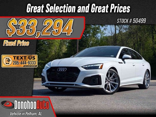 2025 Audi A5 Sportback S line Premium in Arkona White — front three-quarter view